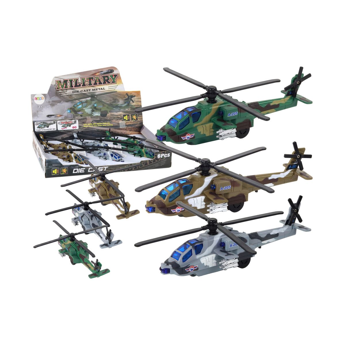 Helikopter Wojskowy Śmigłowiec Militarny Aluminiowy Mix Dźwięk Światła Lean (16530)