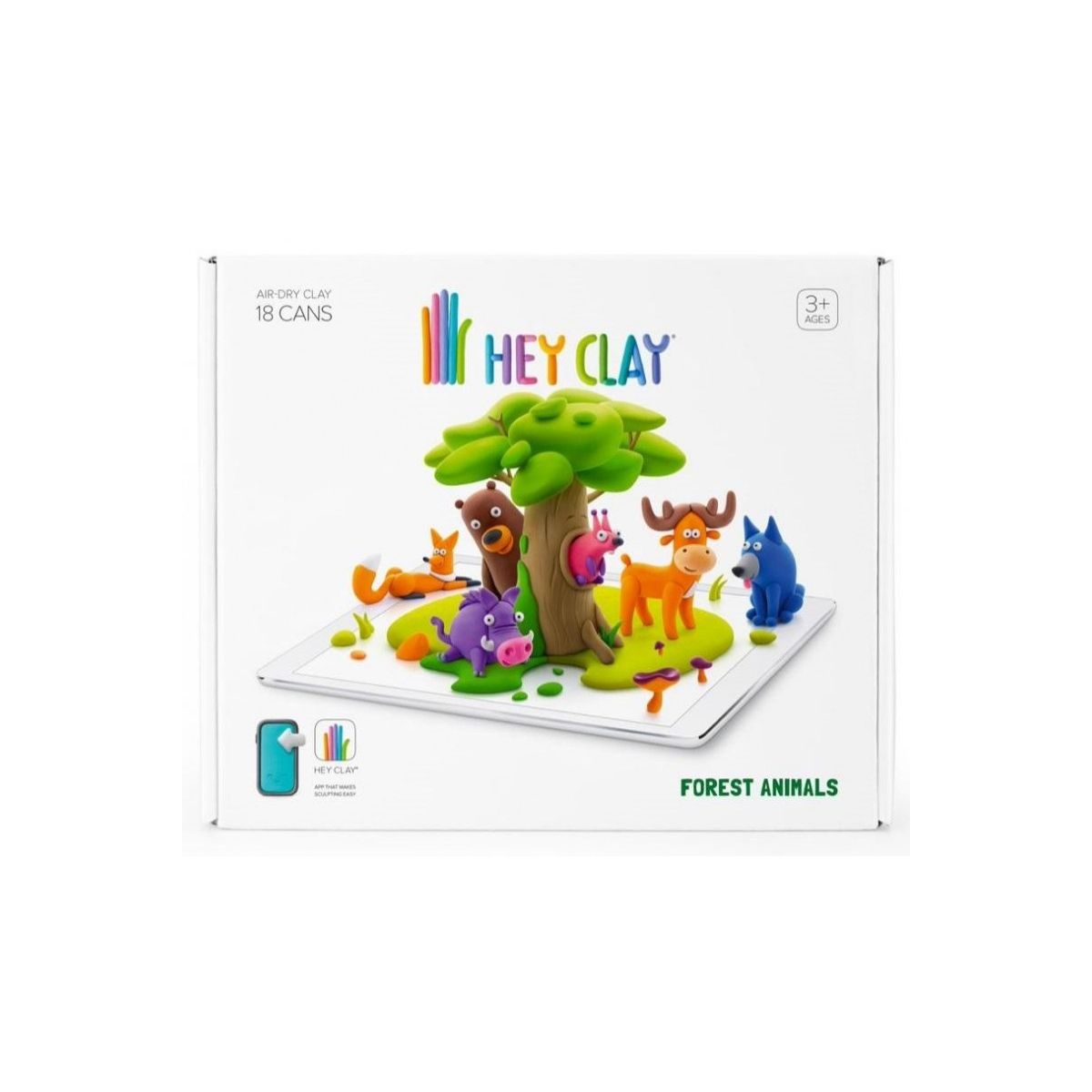 Masa plastyczna dla dzieci Tm Toys Hey Clay Zwierzęta Leśne, 18 kolorów mix (HCL18011CEE)