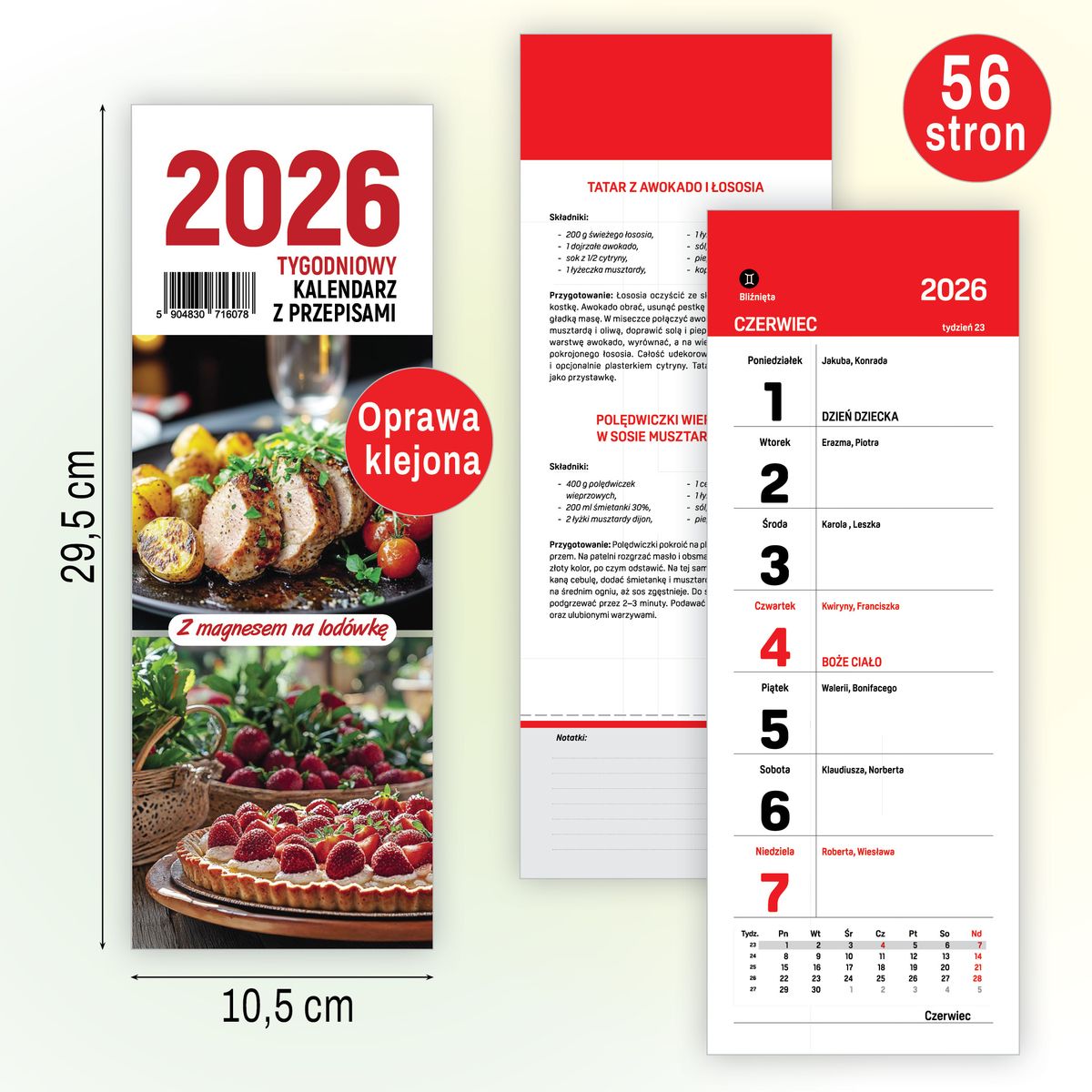 Kalendarz ścienny (401000) k:2915-377 na lodówkę z magnesem 120mm x 270mm Press