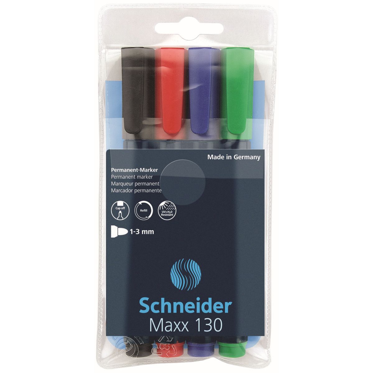 Marker permanentny Schneider Maxx 130, mix 1-3mm okrągła końcówka (SR113094)