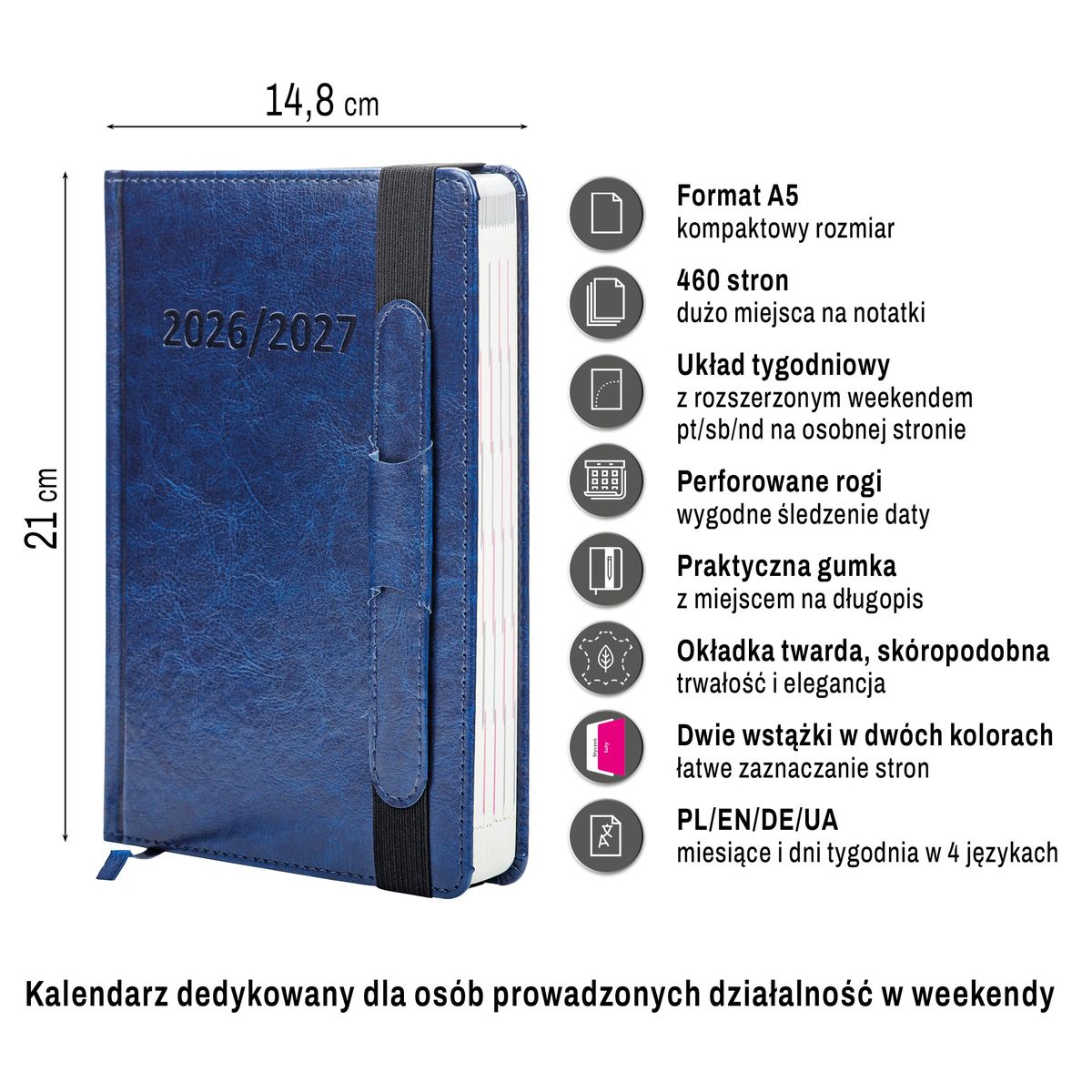 Kalendarz książkowy (terminarz) (308040) k:4071-670 dwuletni A5 Press