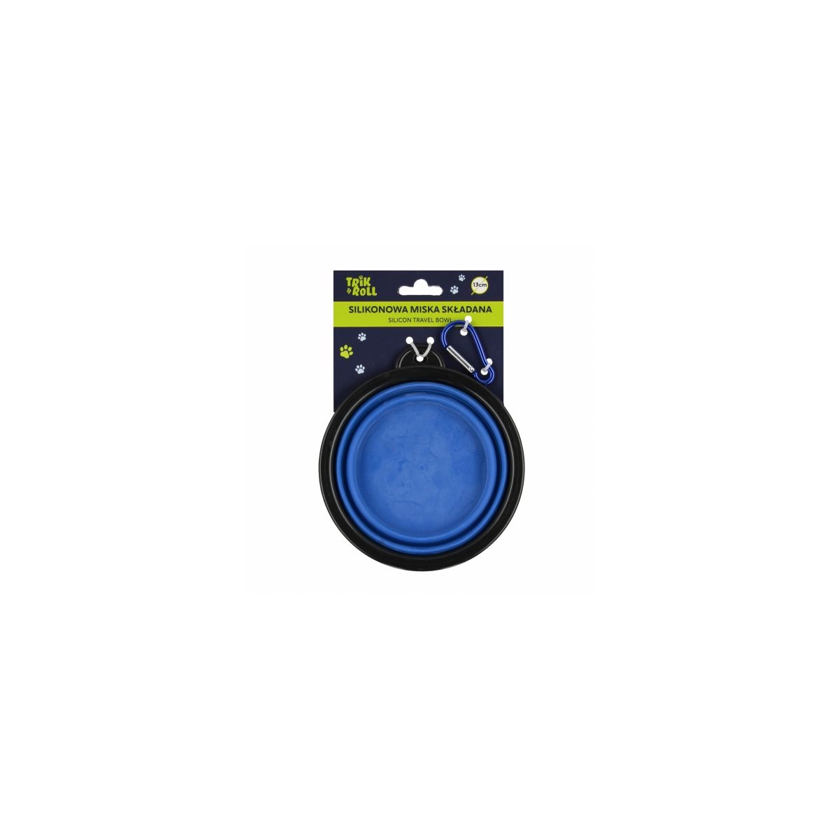 Gadżet Miska dla zwierząt silikonowa składana niebieska 13cm Trik Roll (560718)
