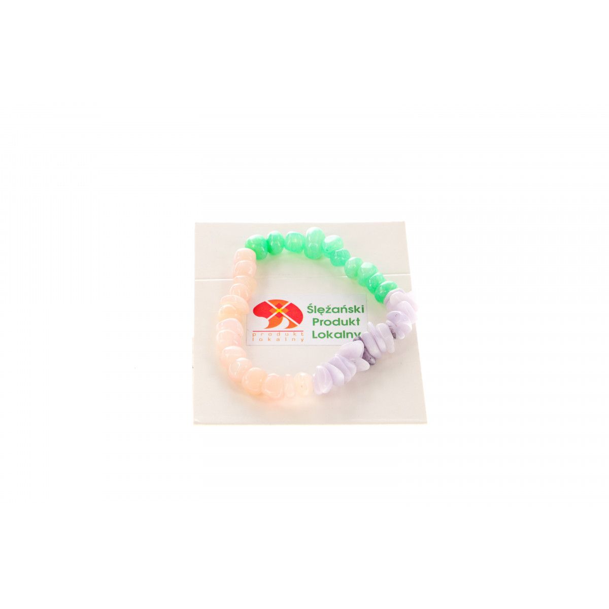 Bransoletka Mol bransoletka jadeit górski bryłka mix groszek róż lawenda  6x10mm