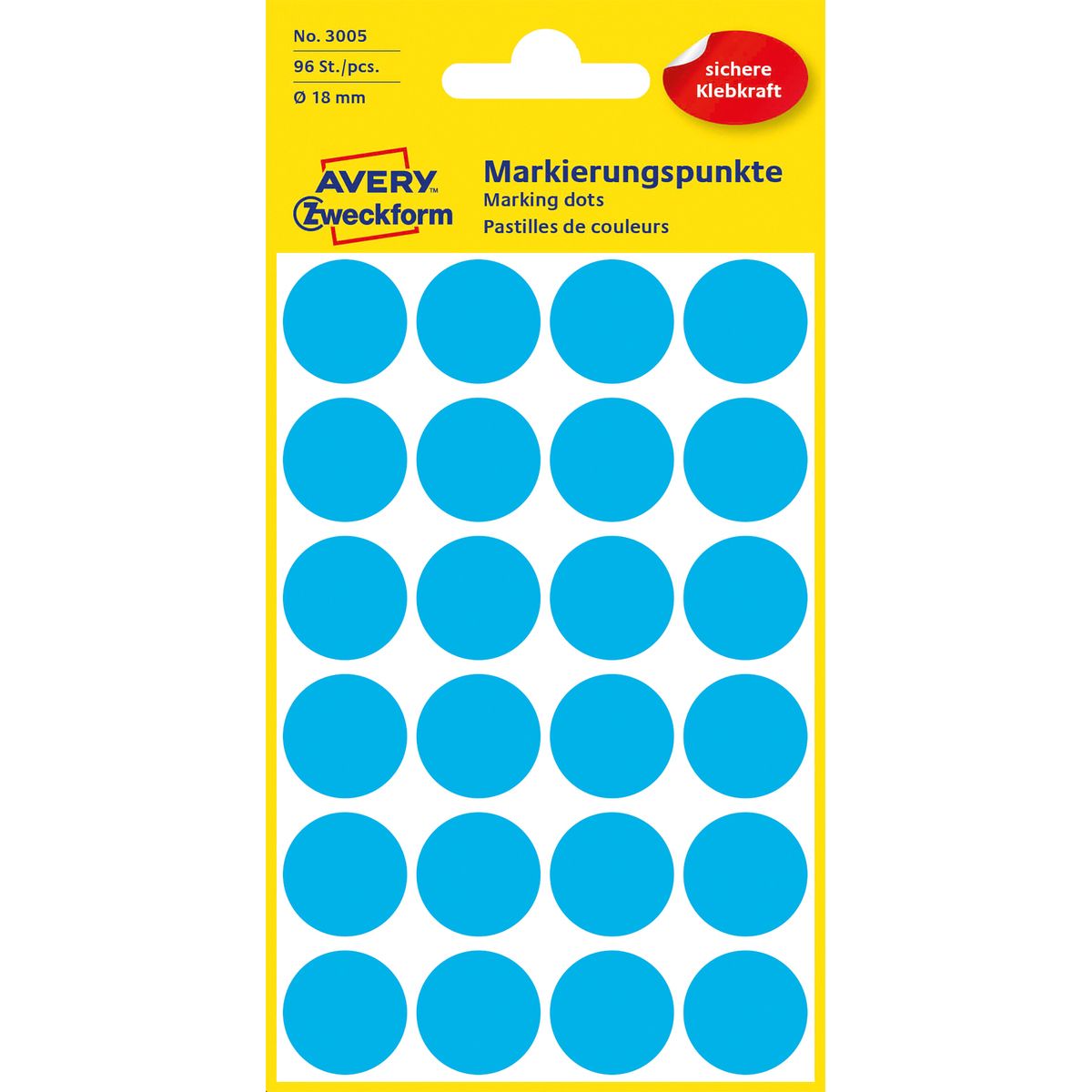 Etykieta do oznaczania Zweckform kropki  118mm niebieska [mm:] 18x43 (3005)