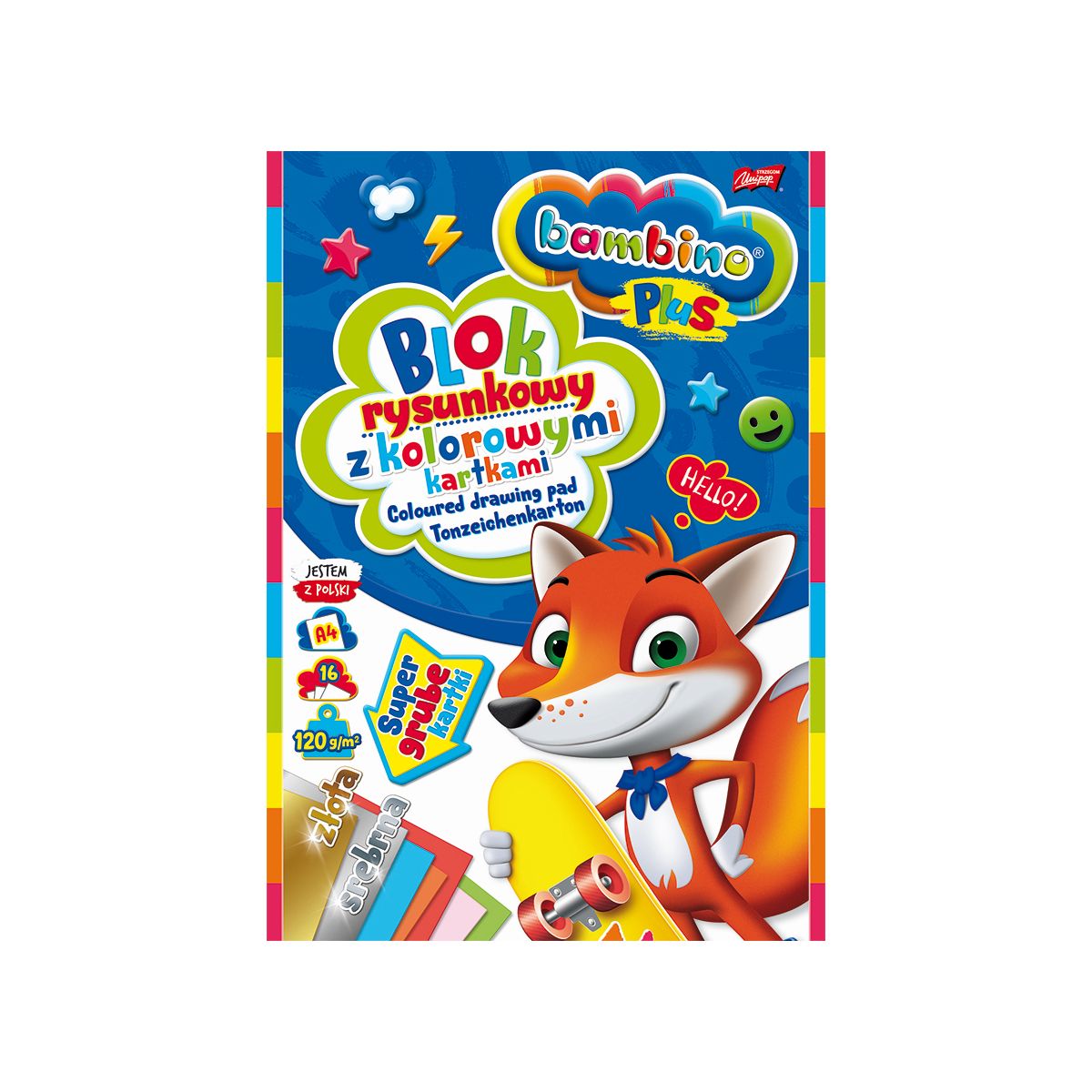 Blok rysunkowy Unipap Bambino A4 kolorowy 100g 16k [mm:] 210x297
