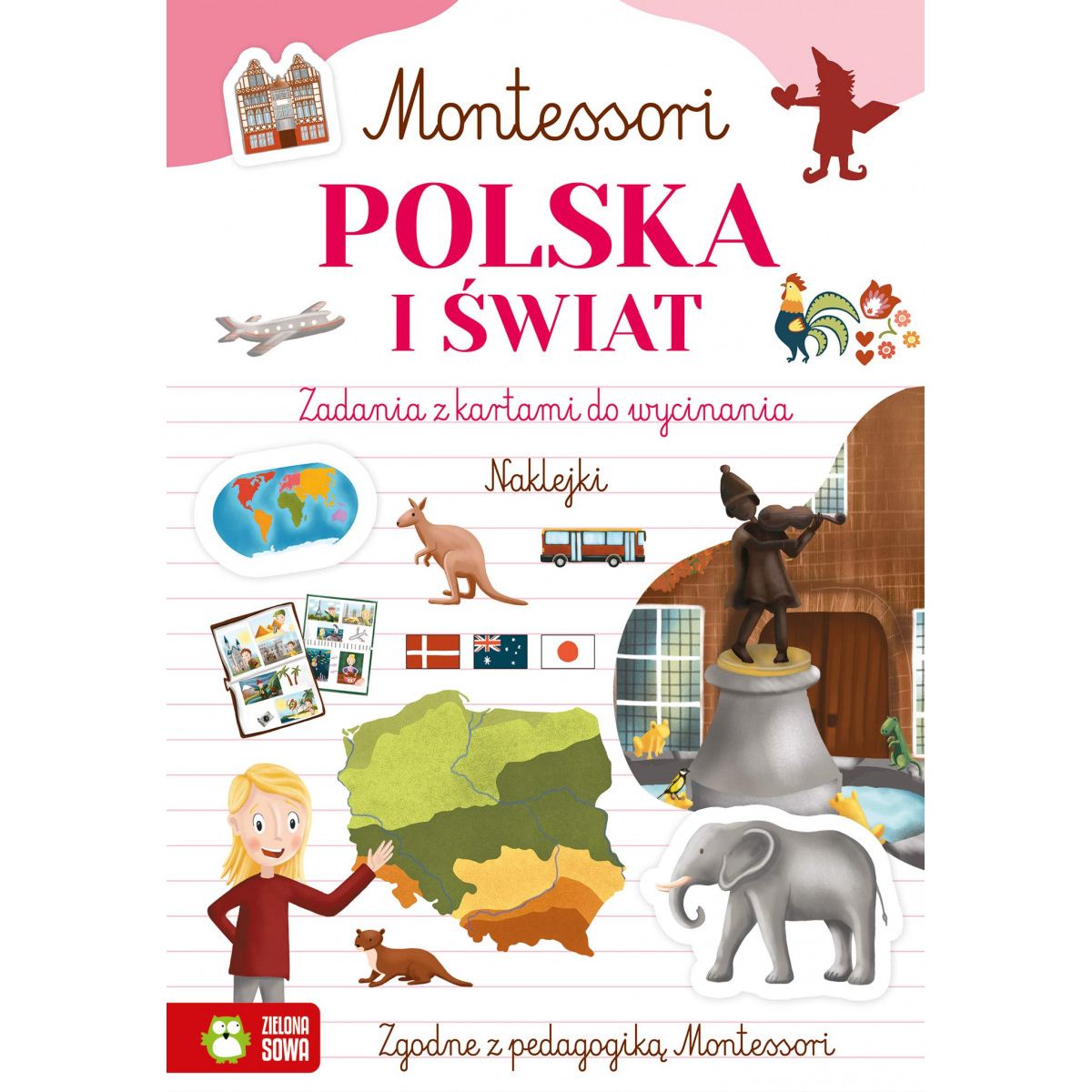 Książeczka edukacyjna Zielona Sowa Montessori. Polska i świat