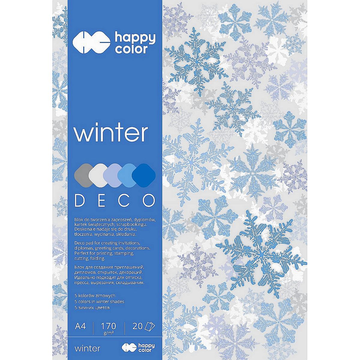 Zeszyt papierów kolorowych Happy Color Deco Winter A4 170g 20k (HA 3817 2030-140)