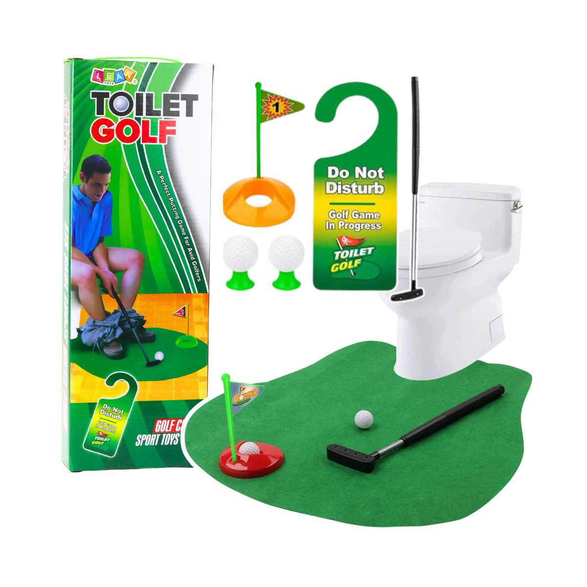 Gra zręcznościowa Golf Toaletowy Mata Kij Piłki Zawieszka Na Drzwi Lean (25176)