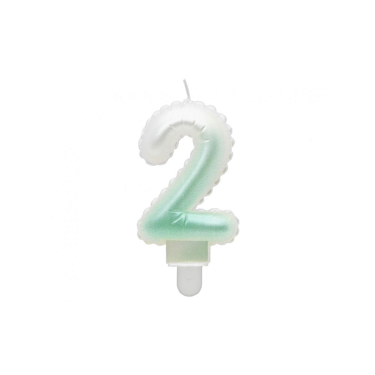 Świeczka urodzinowa cyferka 2, ombre, perłowa biało-zielona, 7 cm Godan (SF-PBZ2)