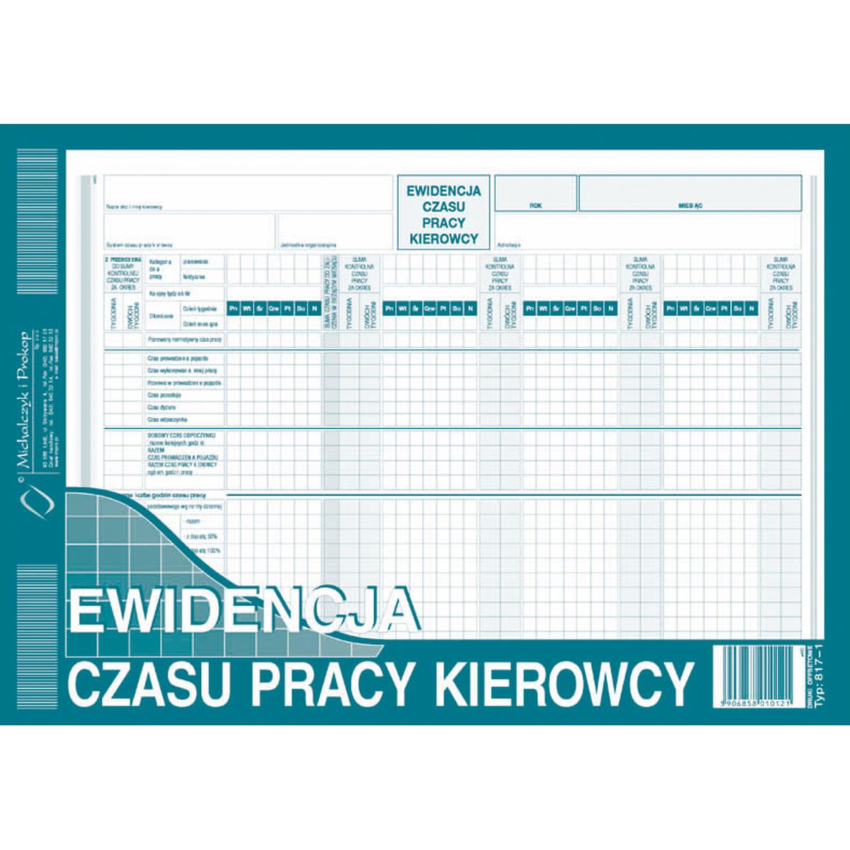 Druk offsetowy Michalczyk i Prokop Ewidencja czasu pracy kierowcy A4 40k. (817-1)