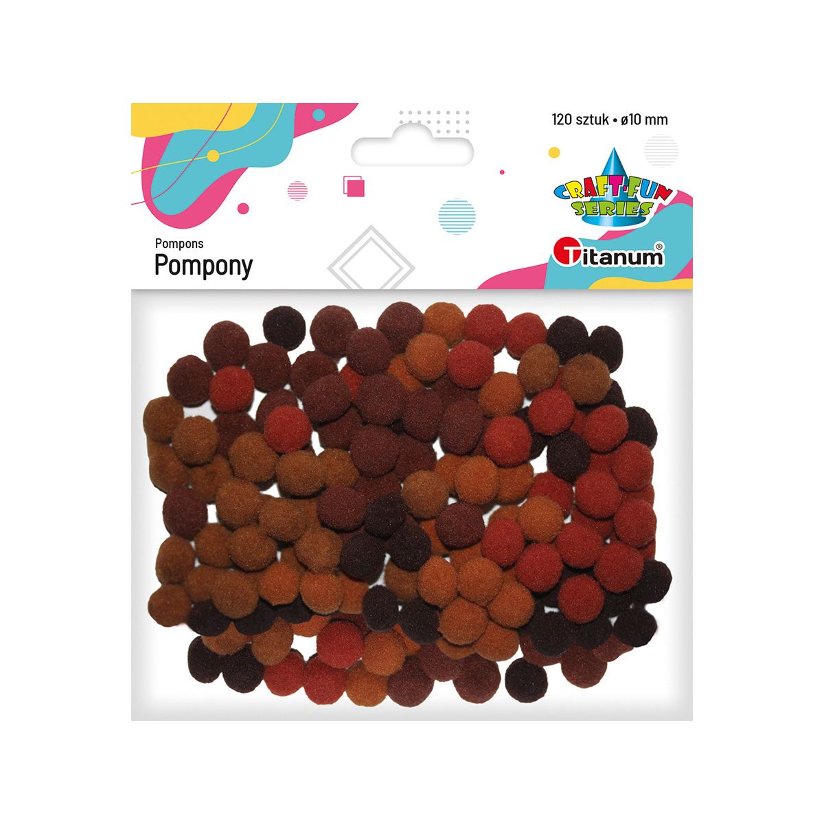 Pompony Craft-Fun Series brązowy 120 szt Titanum (0126B)