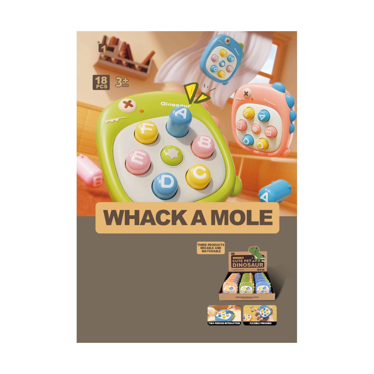 Gra zręcznościowa Lean Whack a mole dinozaur (18021)