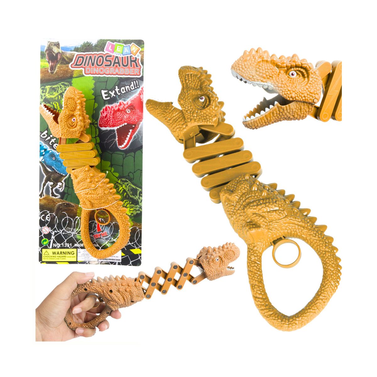 Gadżet Gryzący Dinozaur Chwytak Pistolet Brązowy Lean (23462)