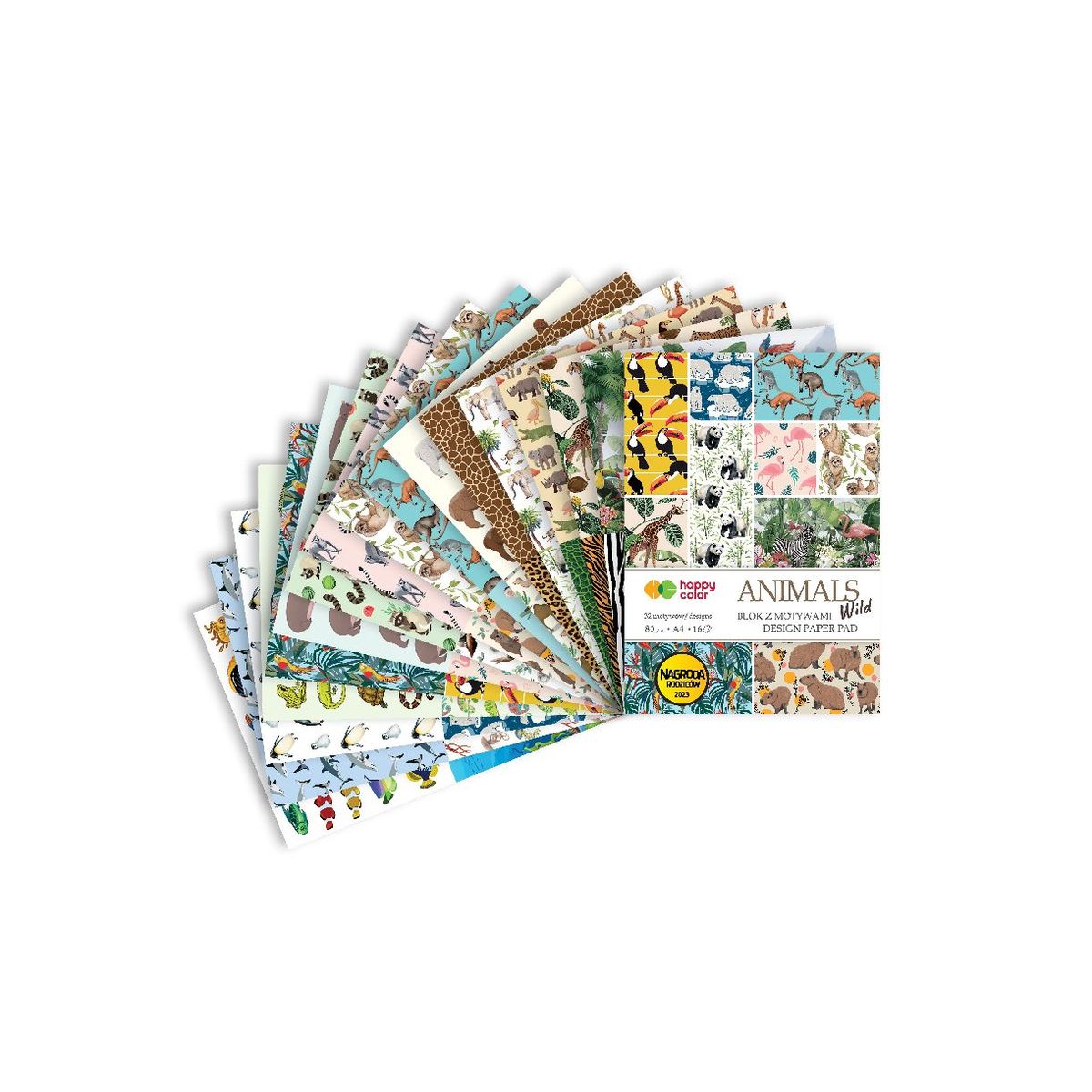 Zeszyt papierów kolorowych Happy Color ANIMALS WILD A4 80g 15k (HA 3808 2030-MW)