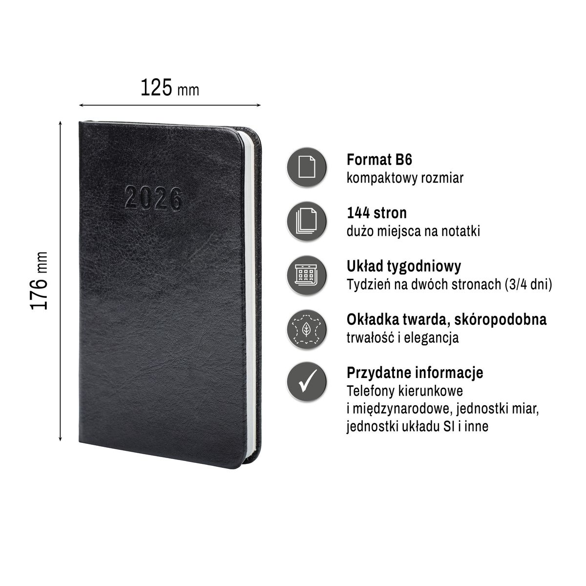Kalendarz książkowy (terminarz) (308040) k:4071-670 Premium Lux B7 Press (tygodniowy)