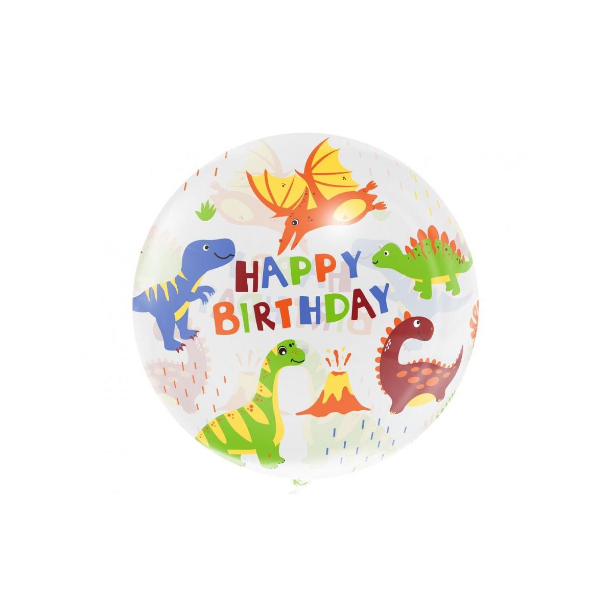 Balon foliowy Aqua - kryształowy, Happy Birthday (dinozaury) 20cal Godan (KR-20HD)