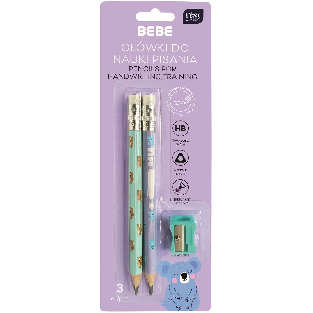 Zestaw piśmienniczy Bebe BEBE KIDS 2 szt jumbo + temerówka