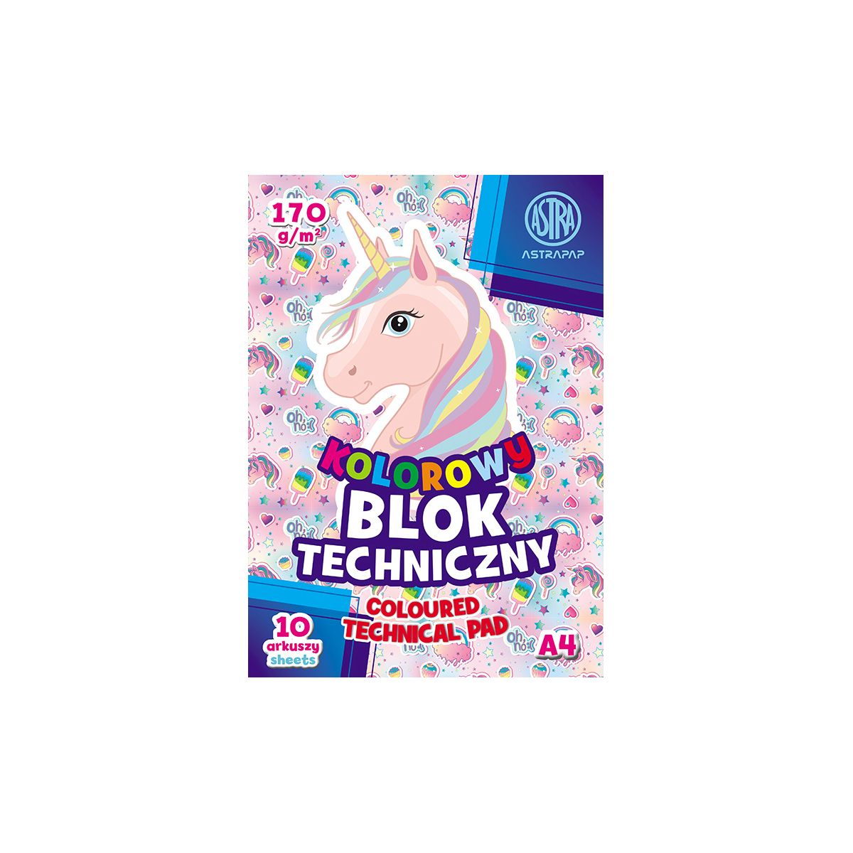 Blok techniczny Astrapap BS&UNICORN A4 mix 170g 10k (106020016)