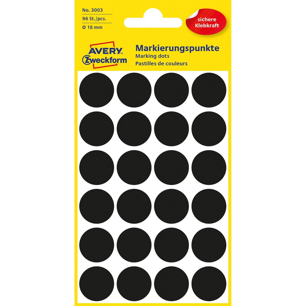 Etykieta do oznaczania Zweckform kropki śr.18mm CZARNY (3003)