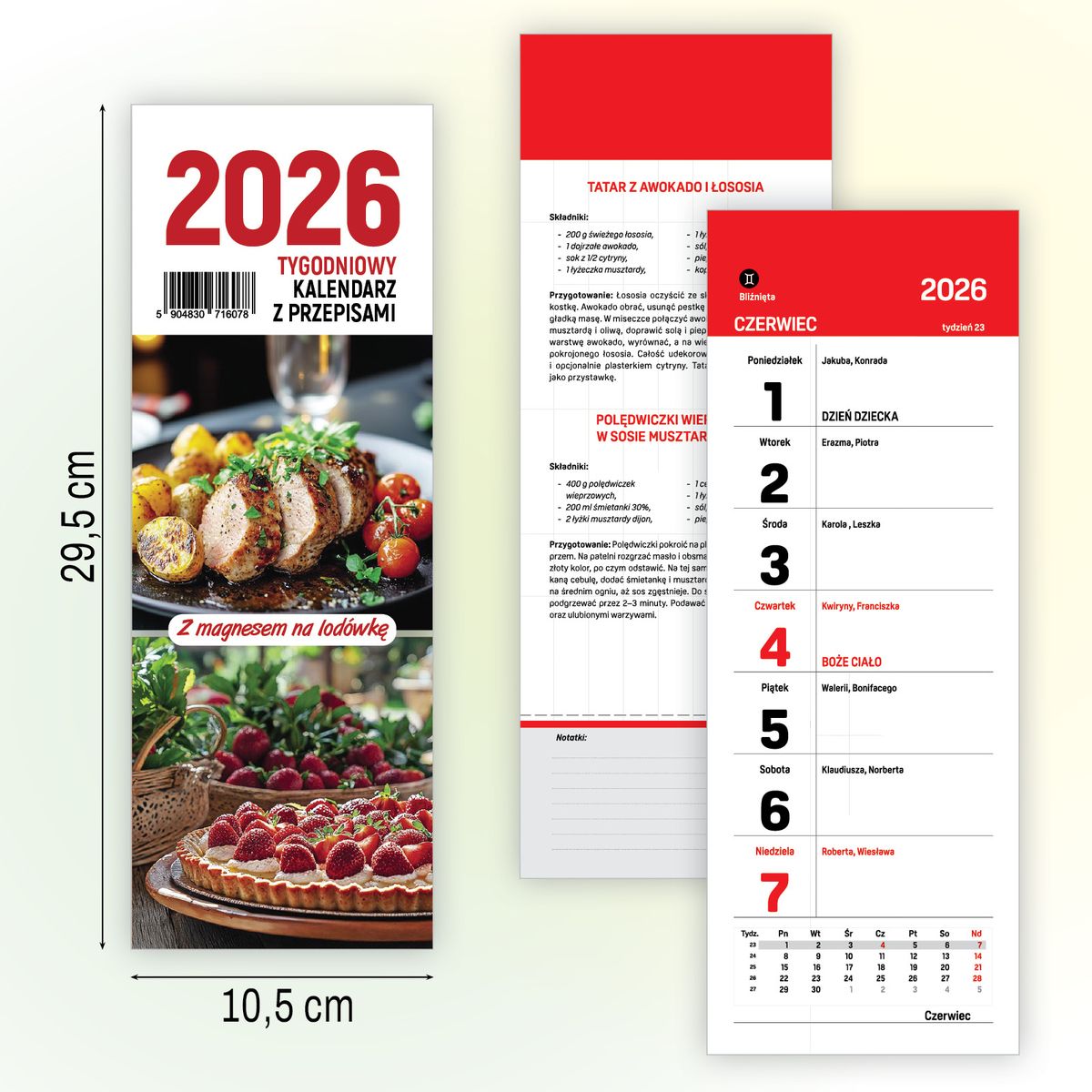 Kalendarz ścienny (401000) k:2915-377 na lodówkę z magnesem 120mm x 270mm Press