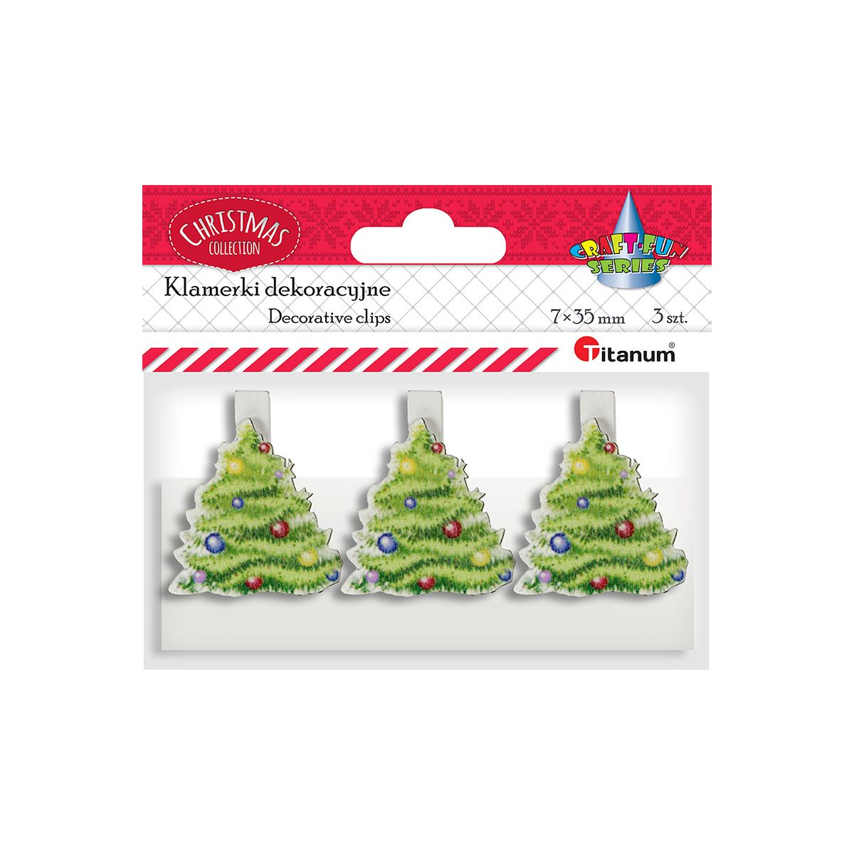 Ozdoba drewniana Titanum Craft-Fun Series klamerki XMAS choinki (AQE19118-4)