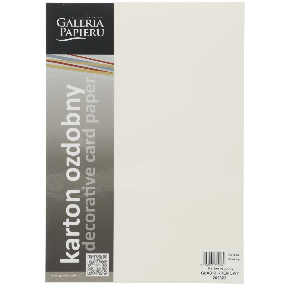 Papier ozdobny (wizytówkowy) Galeria Papieru gładki kremowy A4 kremowy 160g (202822)