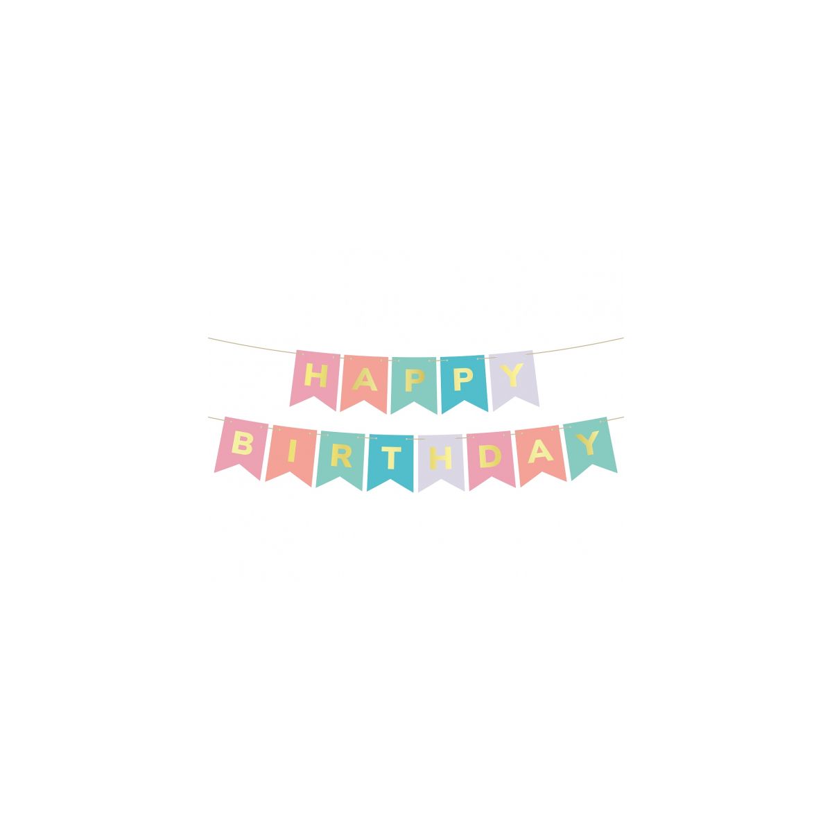 Girlanda Happy Birthday, kolorowa, 2x200 cm Godan (RV-GPHB)