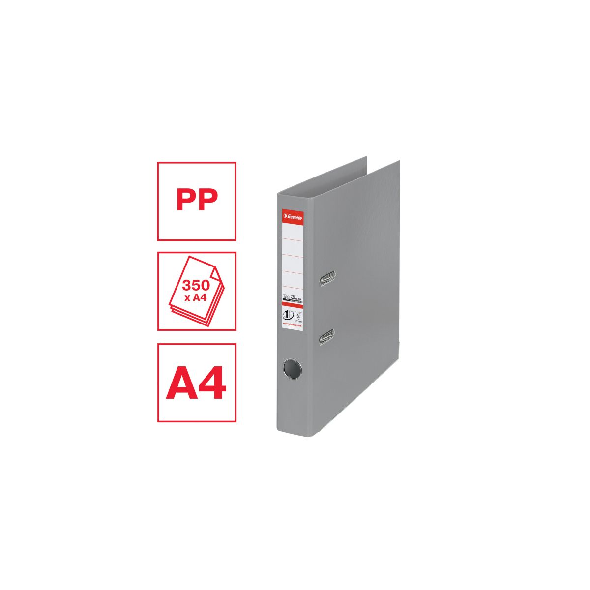 Segregator dźwigniowy Esselte No.1 Power A4 50mm szary (811480)