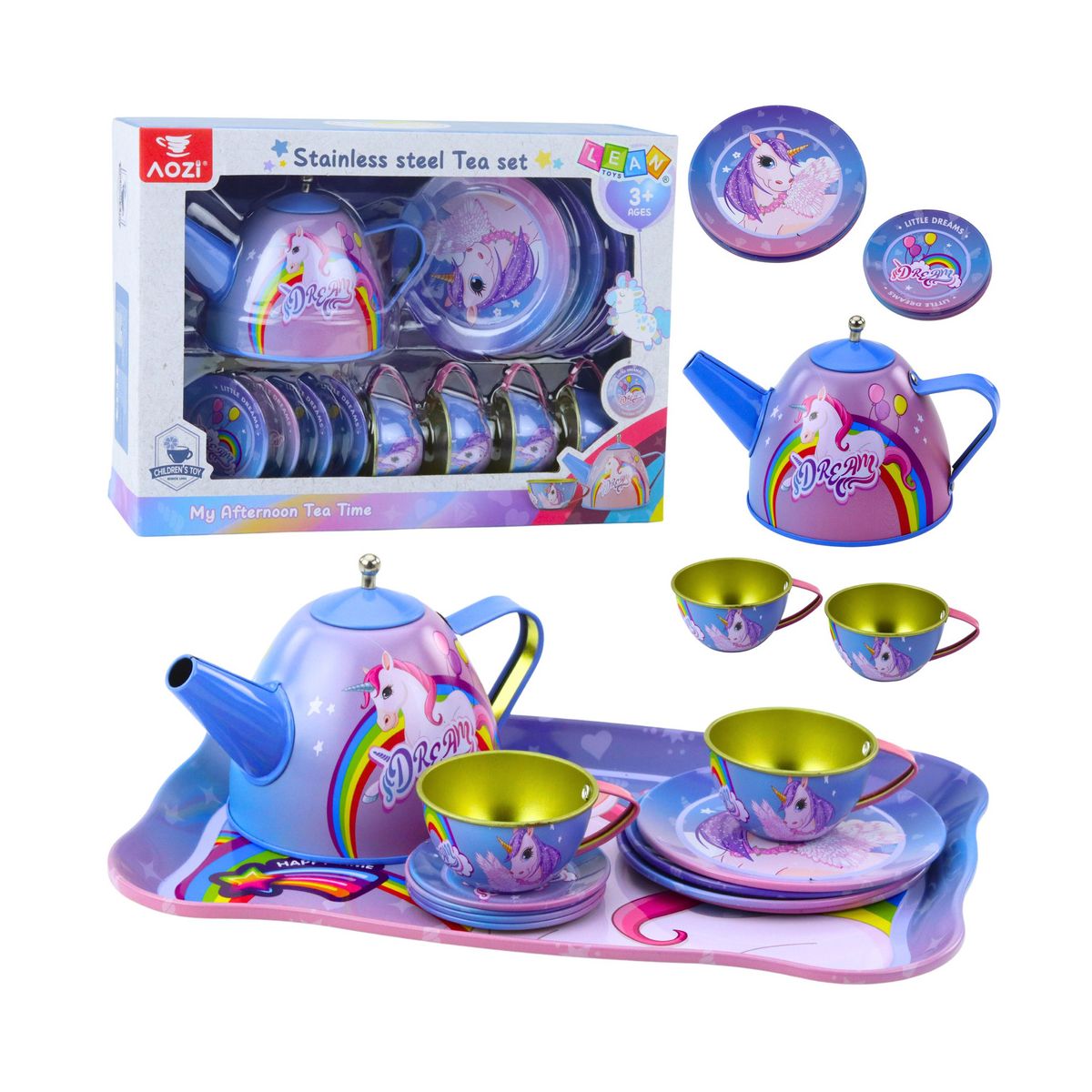 Naczynia zestaw do herbaty metalowy Lean (23370)