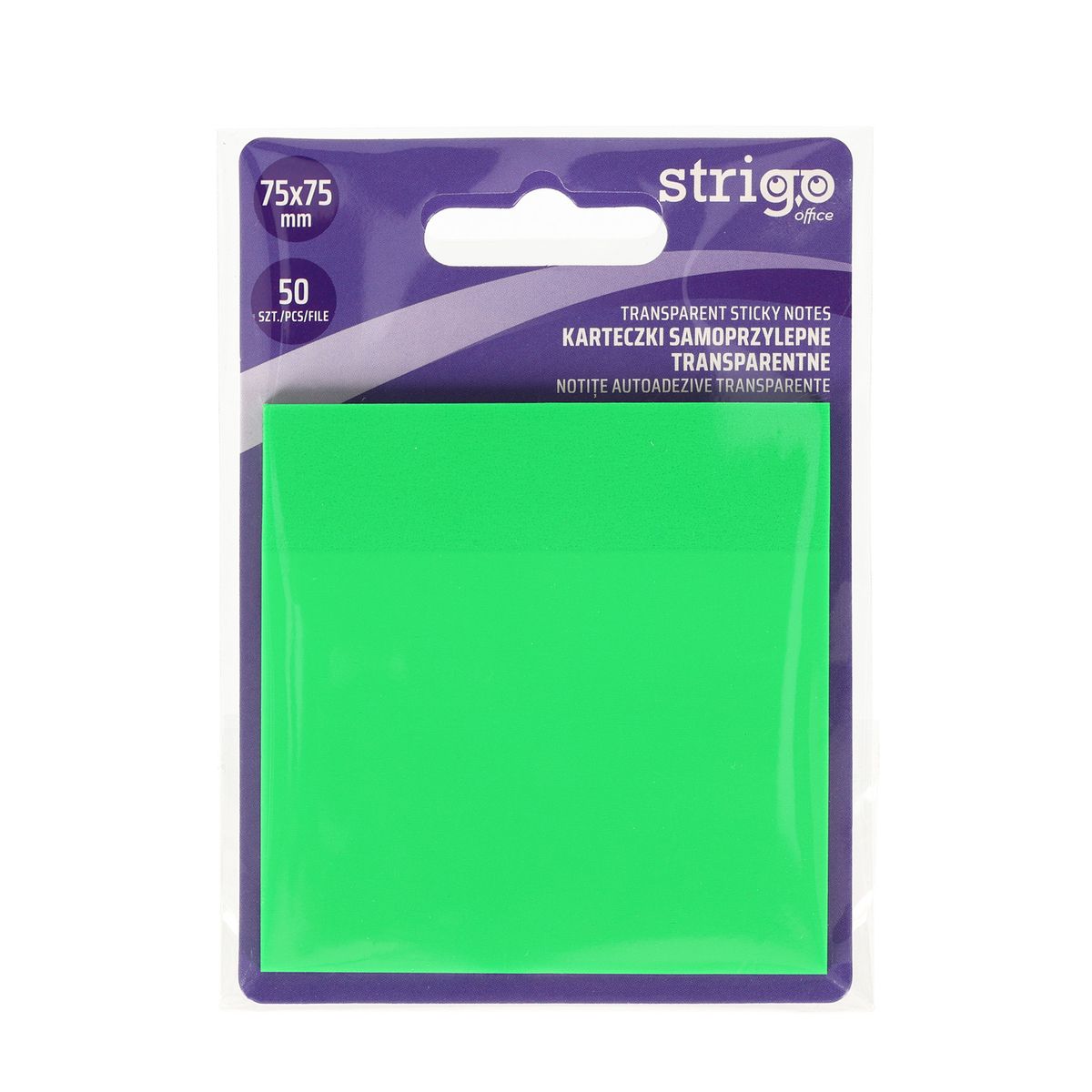 Notes samoprzylepny (karteczki) Strigo NEONOWE zielony 50k [mm:] 75x75 (SSN033)