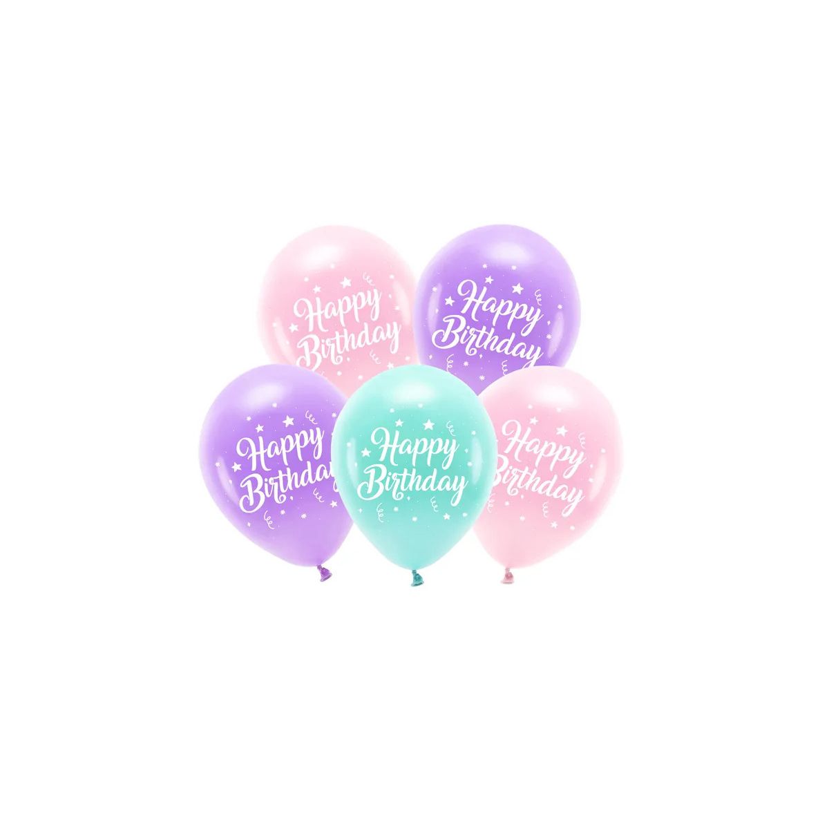 Balon gumowy Partydeco Eco 26 cm, Happy Birthday mix 260mm (ECO26P-201-081-5)