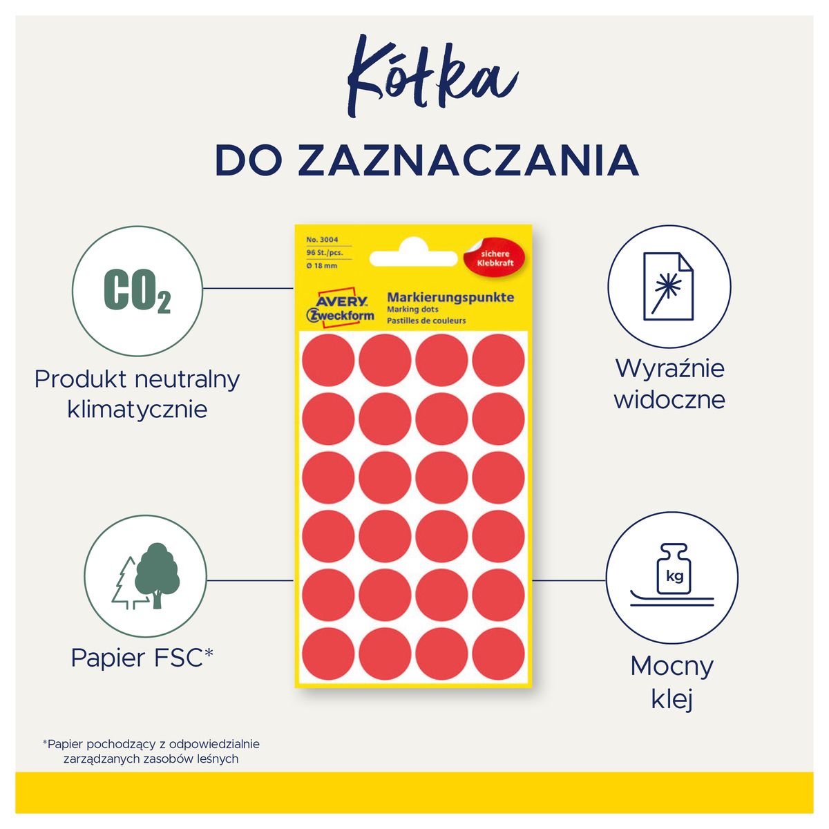 Etykieta do oznaczania Zweckform żółta kropki  18mm żółty [mm:] 18 (3007)