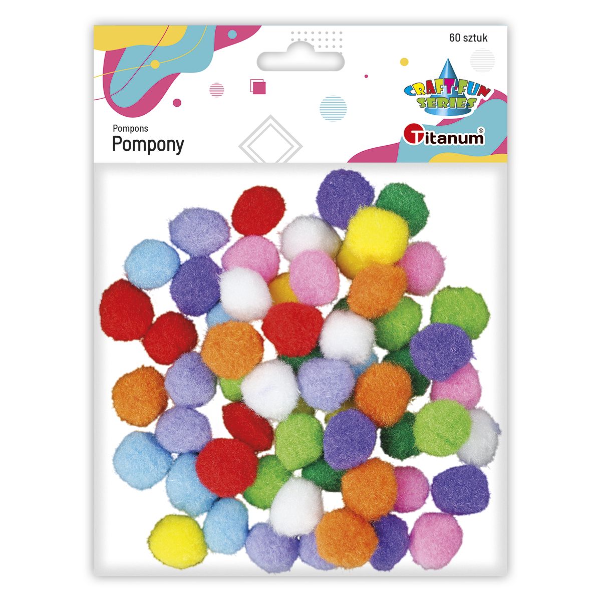 Pompony Titanum Craft-Fun Series Pastelowe poliestrowe mix 60 szt (20TH1020-13)