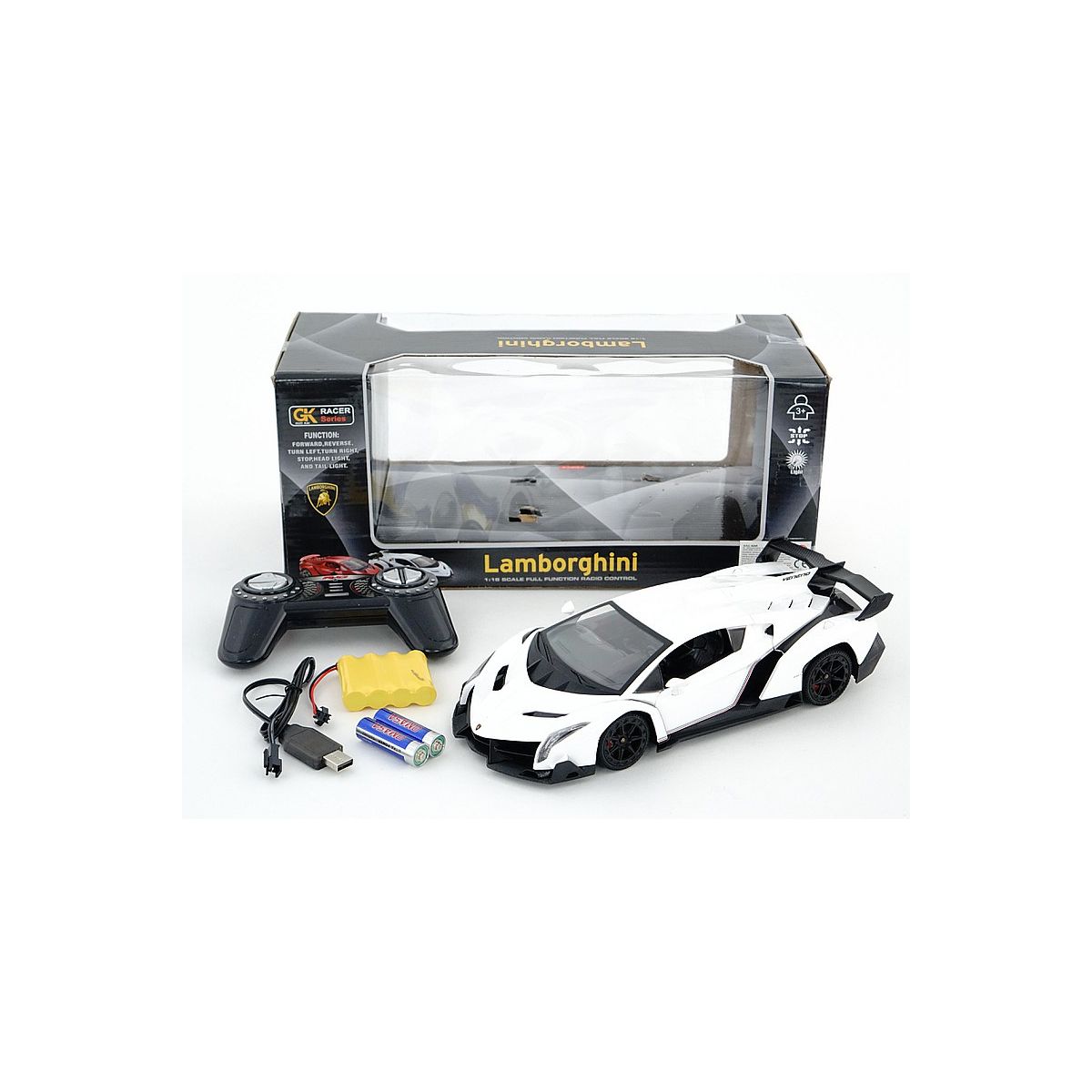 Samochód Adar na radio 1:18 R/C Lamborghini, 4 funkcje, ładowarka USB (606470)