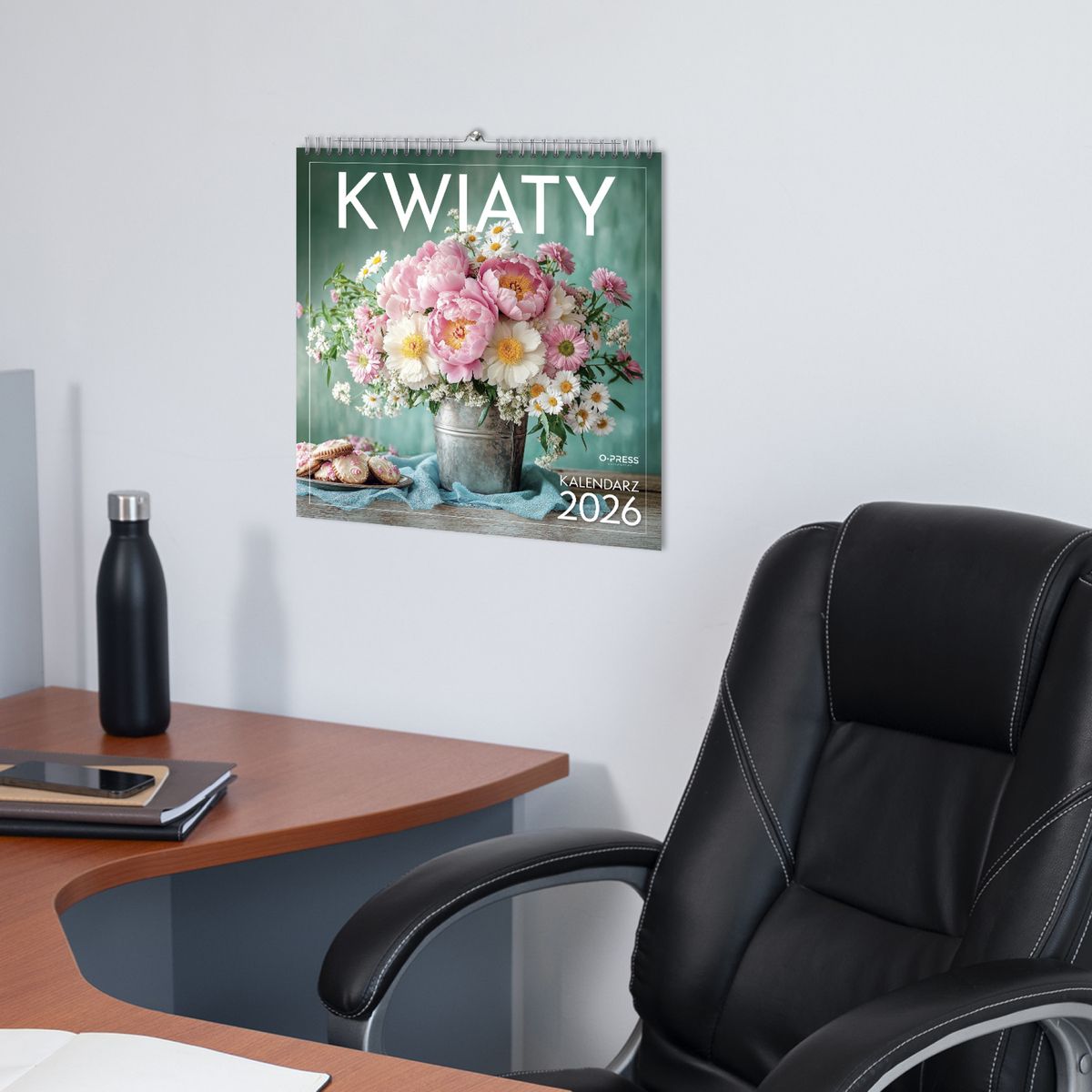 Kalendarz ścienny (401000) k:2915-377 WIELOPLANSZOWY KWADRAT KWIATY 330mm x 330mm Press (16K)