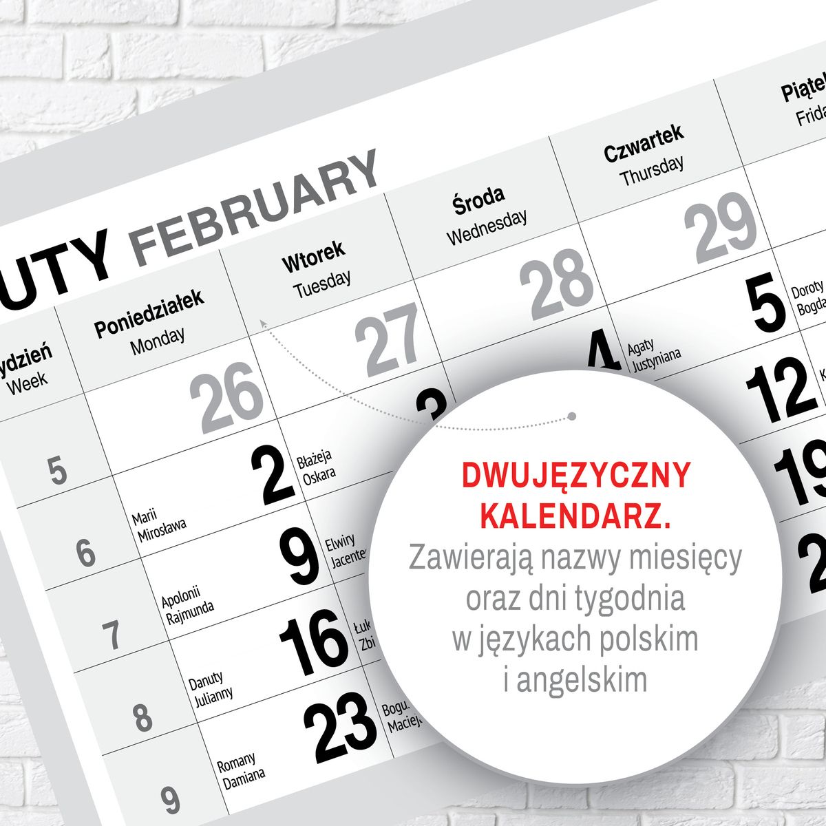 Kalendarz ścienny (401000) k:2915-377 PREMIUM trójdzielny A4 Press (KAWA)