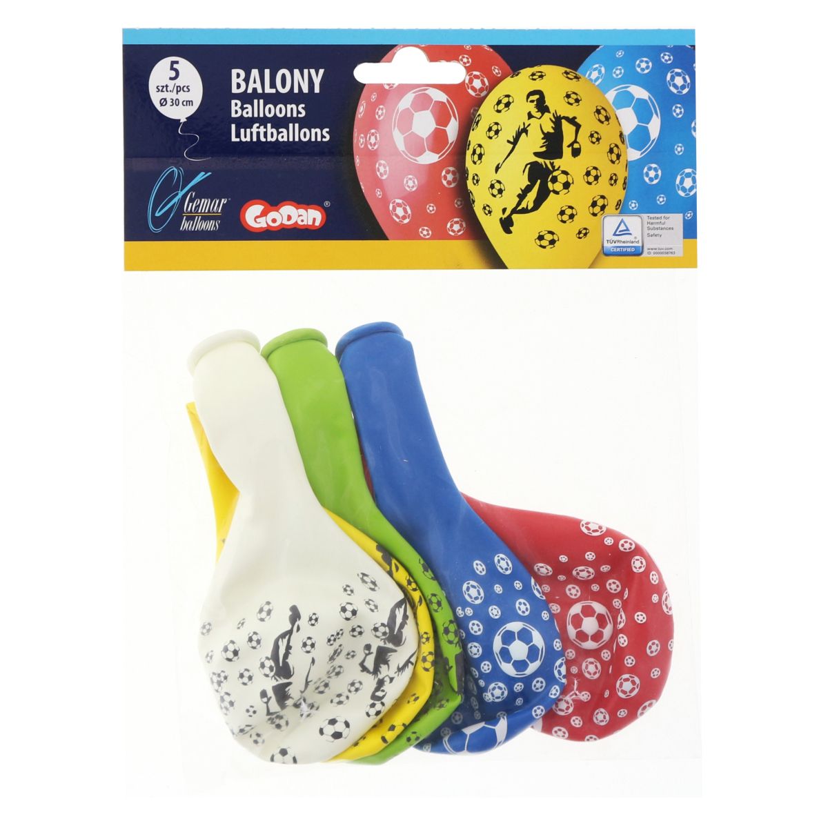 Balon gumowy PREMIUM PIŁKARZE 5 szt mix 300mm 12cal (GS110/P152)