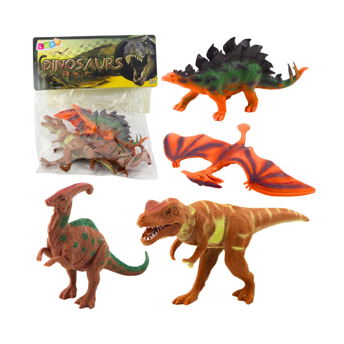 Figurka Dinozaurów T-Rex Pteranodon Stegosaurus Parasaurolophus 4szt wkład Lean (24981)