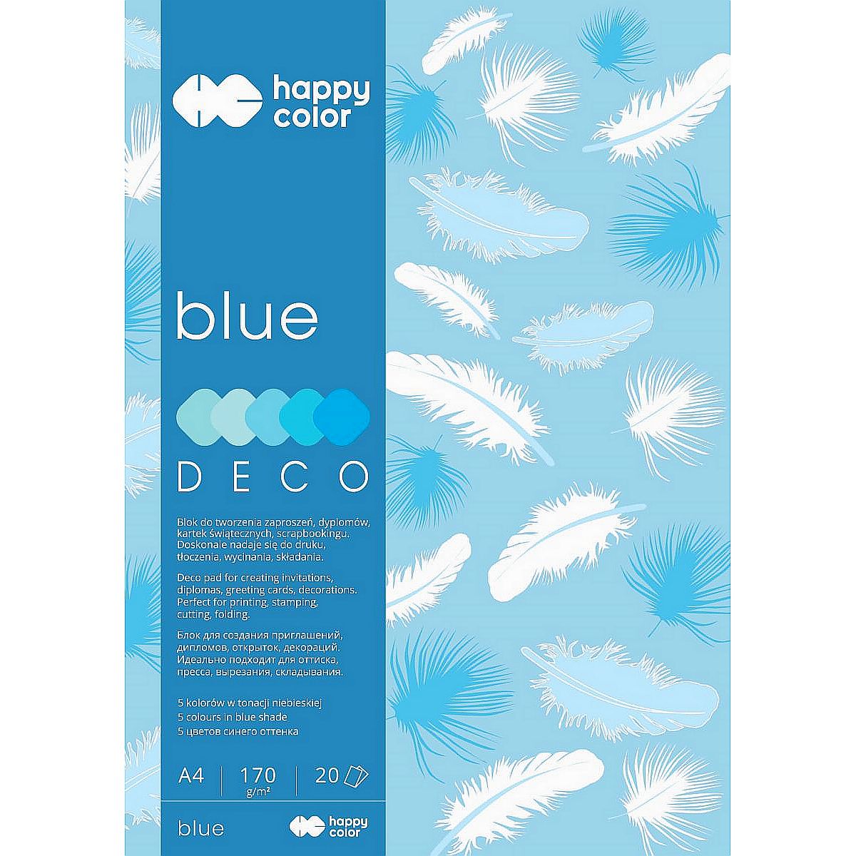 Zeszyt papierów kolorowych Happy Color Deco Blue A4 170g 20k [mm:] 210x297 (3717 2030-032)