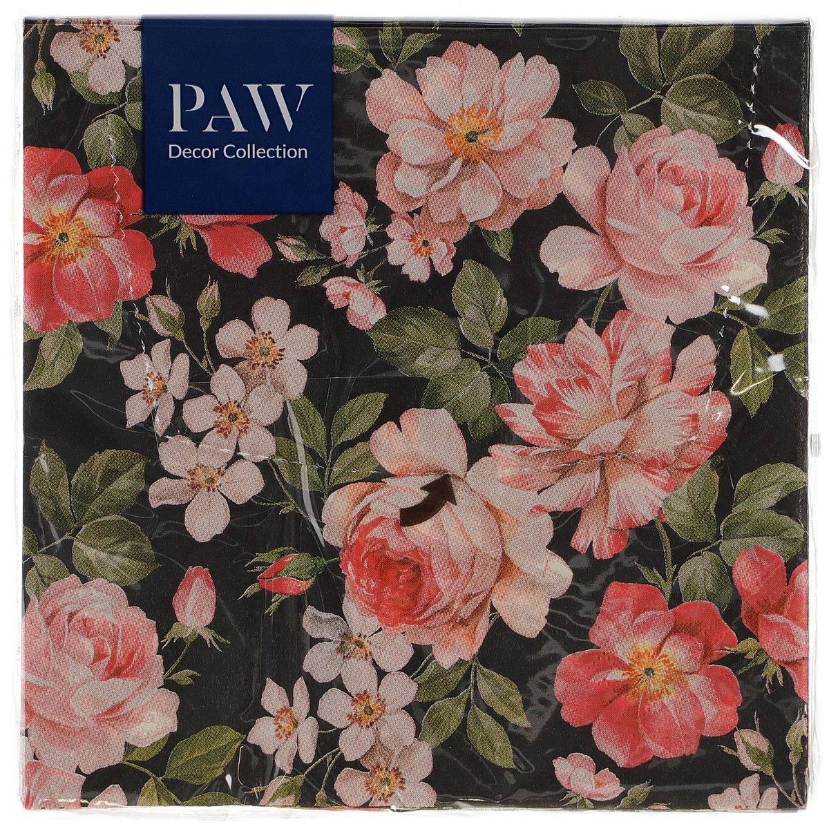 Serwetki Paw Lunch Roses Glory (black) mix bibuła [mm:] 330x330 (SDL127611)