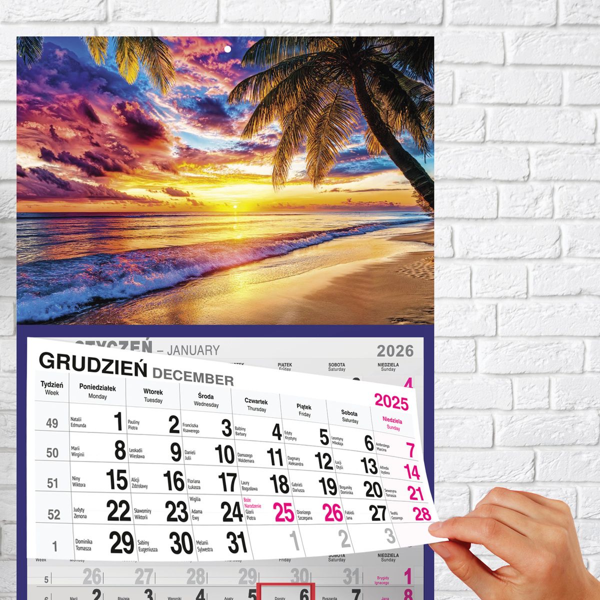 Kalendarz ścienny (401000) k:2915-377 PLAŻA A4 210mm x 450mm Press