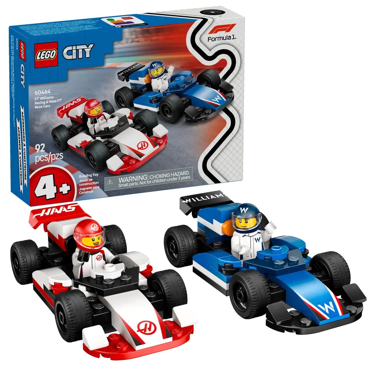 Klocki konstrukcyjne Lego City F1® Bolidy Williams Racing i Haas F1® (60464)