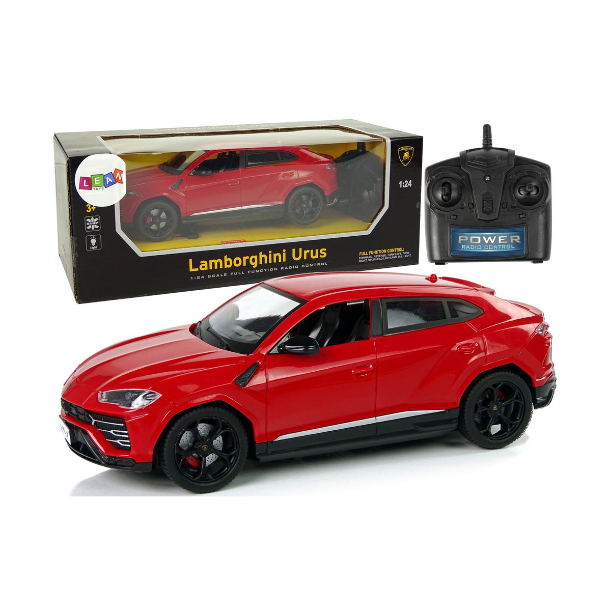 Samochód Lean R/C 1:24 Lamborghini Urus Czerwony 2.4 G Światła (9732)