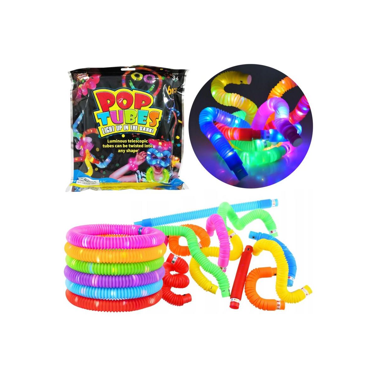 Gadżet Trifox RURKI SENSORYCZNE POP TUBE ŚWIECACE 6SZT (A-0809)
