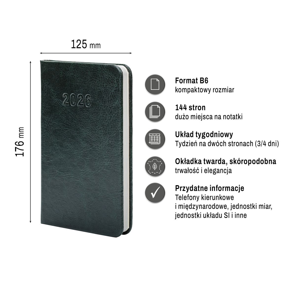 Kalendarz książkowy (terminarz) (308040) k:4071-670 Premium Lux B7 Press (tygodniowy)