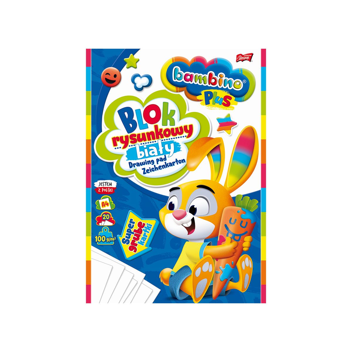 Blok rysunkowy Bambino Plus A4 biały 100g 20k [mm:] 210x297 Unipap