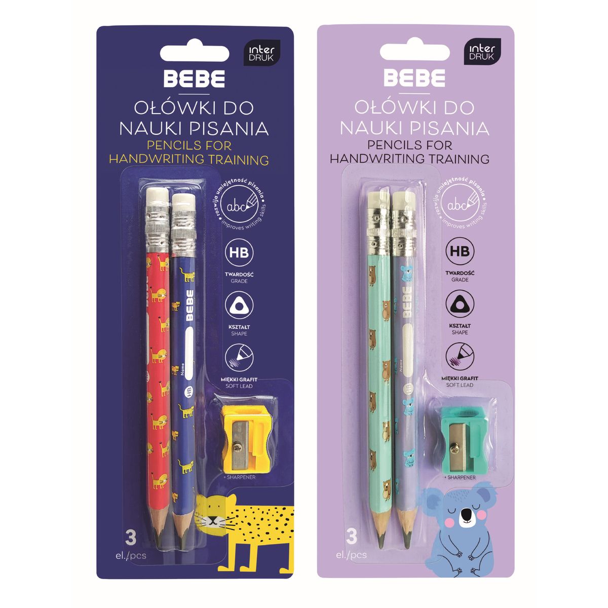 Zestaw piśmienniczy Bebe BEBE KIDS 2 szt jumbo + temerówka