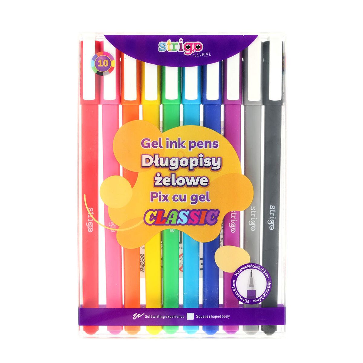 Długopis żelowy Strigo CLASSIC żelowy 10kol mix 0,8mm (SSC427)