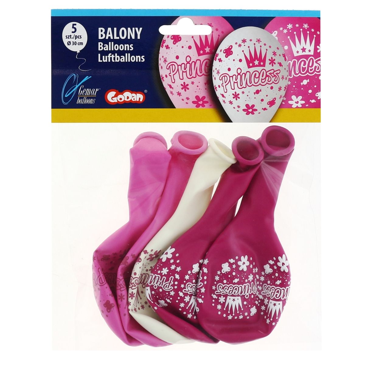 Balon gumowy Godan Premium Księżniczki 5 szt mix 300mm 12cal (GB/PG32)