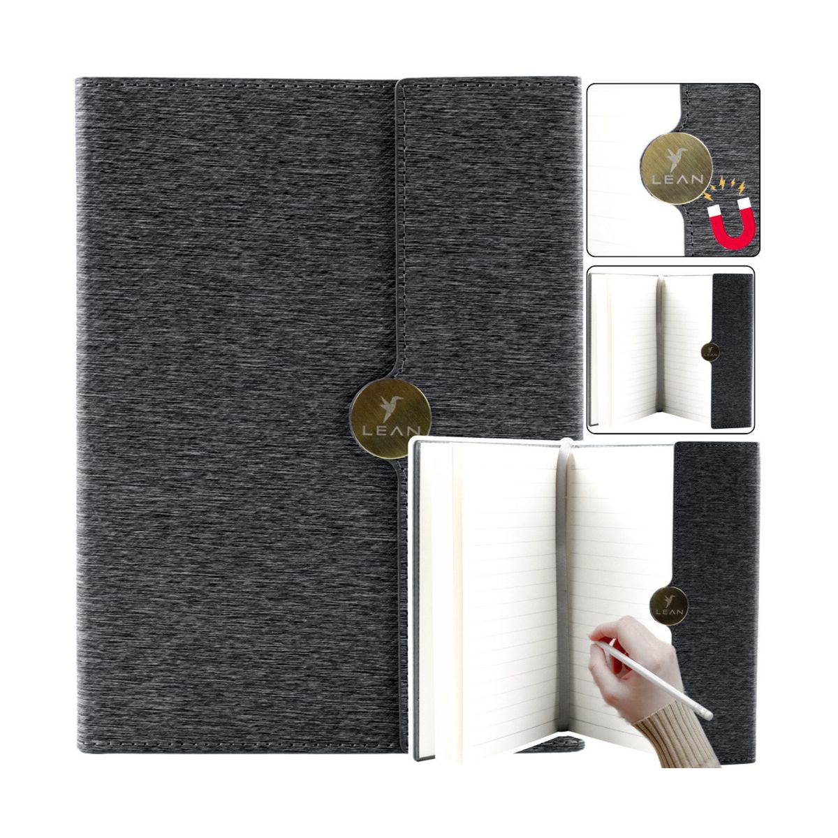 Notes Lean Biurowy Na Magnes Notatnik  Z Obiciem Czarny A5 95k. linia [mm:] 210x150 (20682)